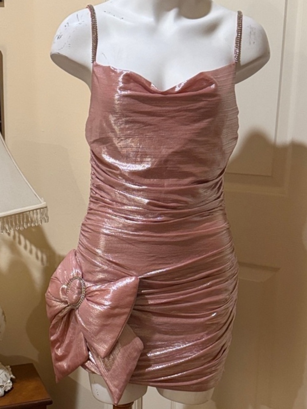 Sugar Thrillz Dolls Kill ‘MIDNIGHT KISSES’ Pink Metallic Dress & Purse L NWT